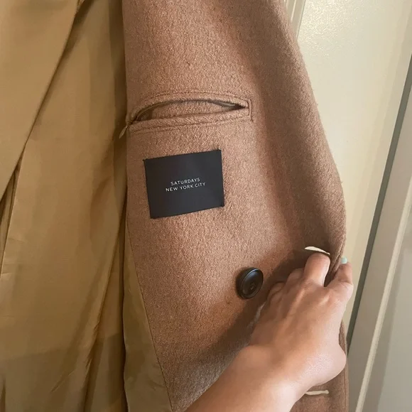Saturdays New York City -Morgan Overcoat Toasted Coconut EXCELLENT condition - Picture 2 of 6